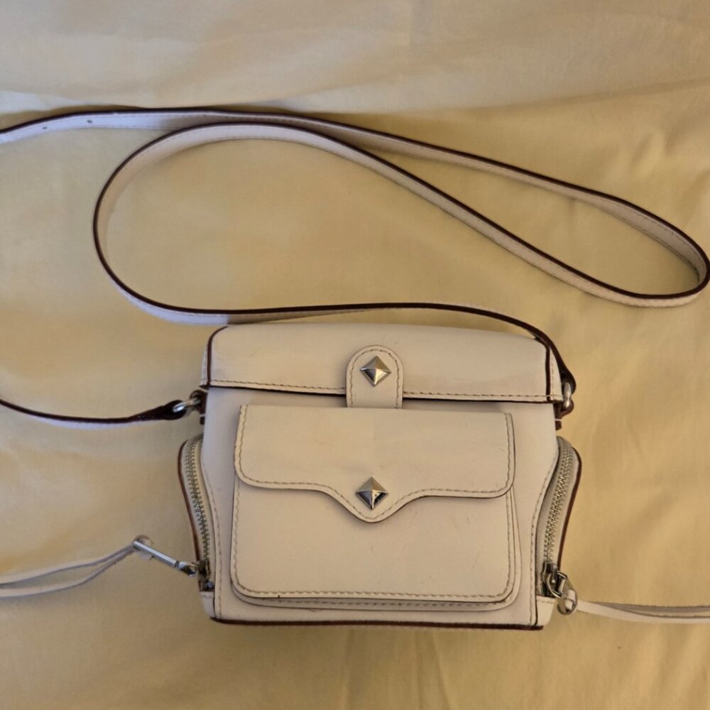 Ivory White Leather Rebecca Minkoff Crossbody Bag Great Style Retail Value $98 - Picture 7 of 16